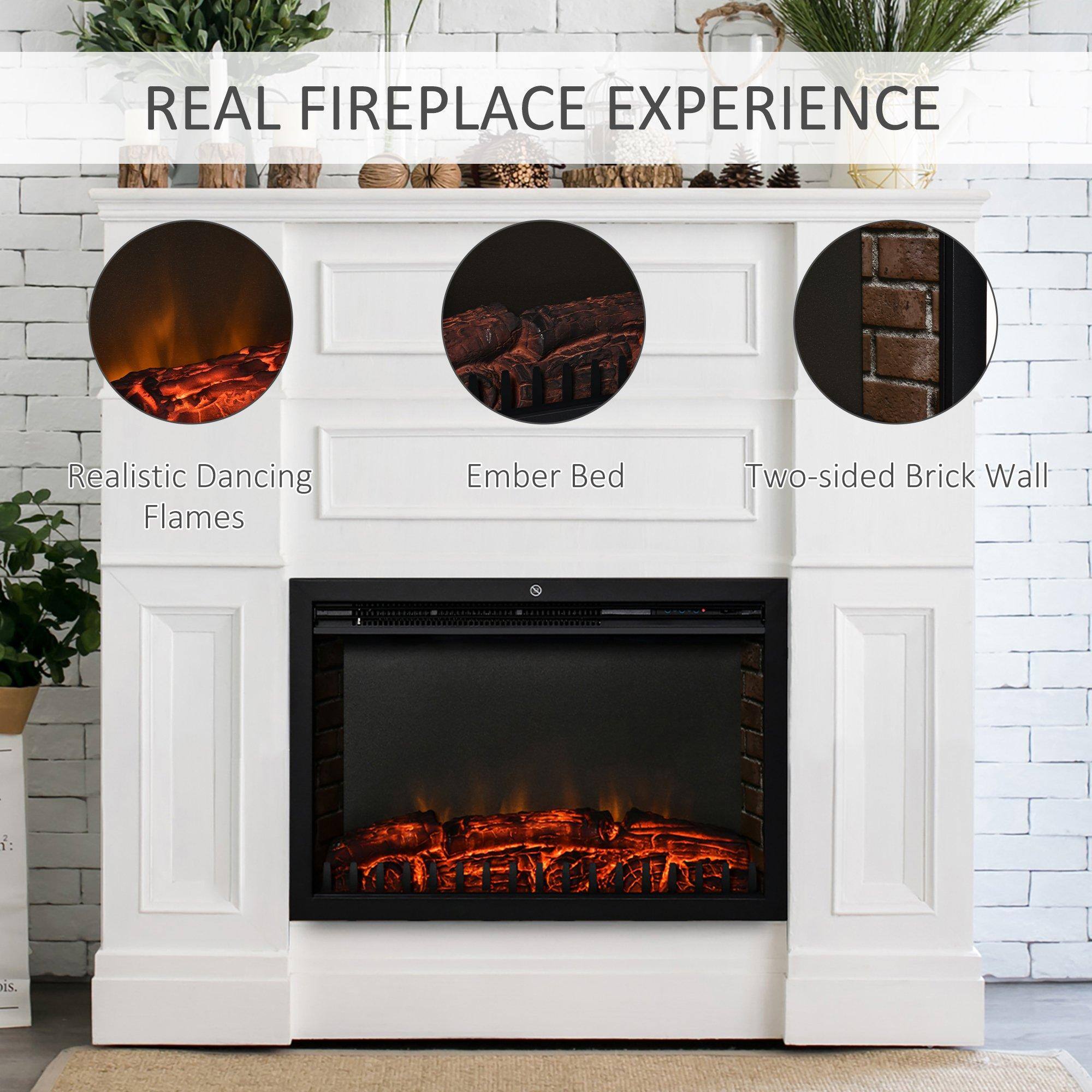 REAL FIREPLACE EXPERIENCE

- Realistic Dancing Flames
- Ember Bed
- Two-sided Brick Wall