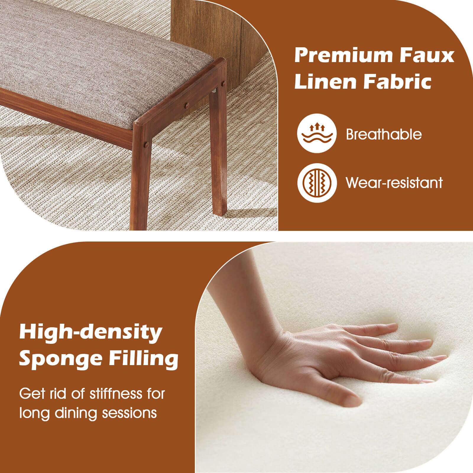 Premium Faux Linen Fabric, Breathable, Wear-resistant, High-density Sponge Filling, Get rid of stiffness for long dining sessions