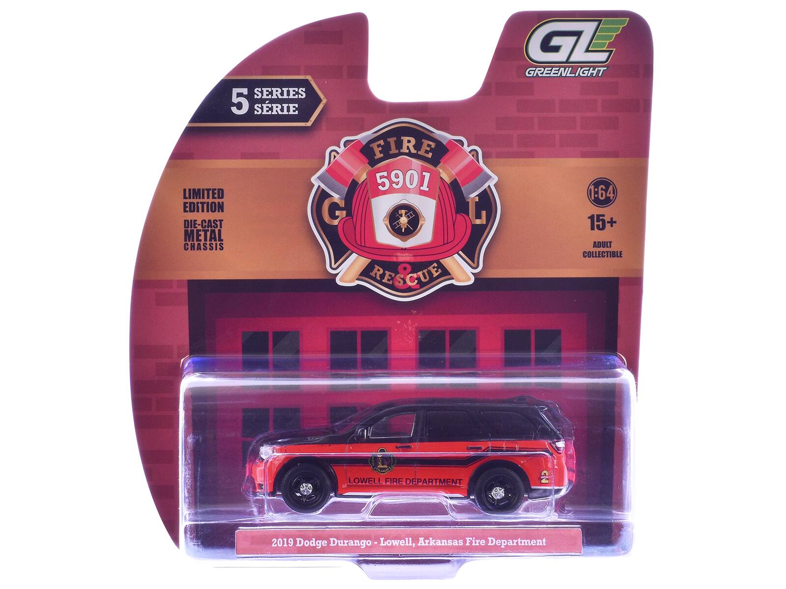 SERIES 5 SRIE FIRE 5901 LIMITED EDITION G L DIE-CAST METAL CHASSIS RESCUE SC GL GREENLIGHT 1:64 15+ ADULT COLLECTIBLE LOWELL FIRE DEPARTMENT 2019 Dodge Durango -Lowell, Arkansas Fire Department