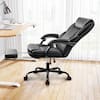 Front. Brick Attic - High-back Executive Office Chair with Footrest And Lumbar Support, Ergonomically Designed, High-back Leather Chair. - Black.