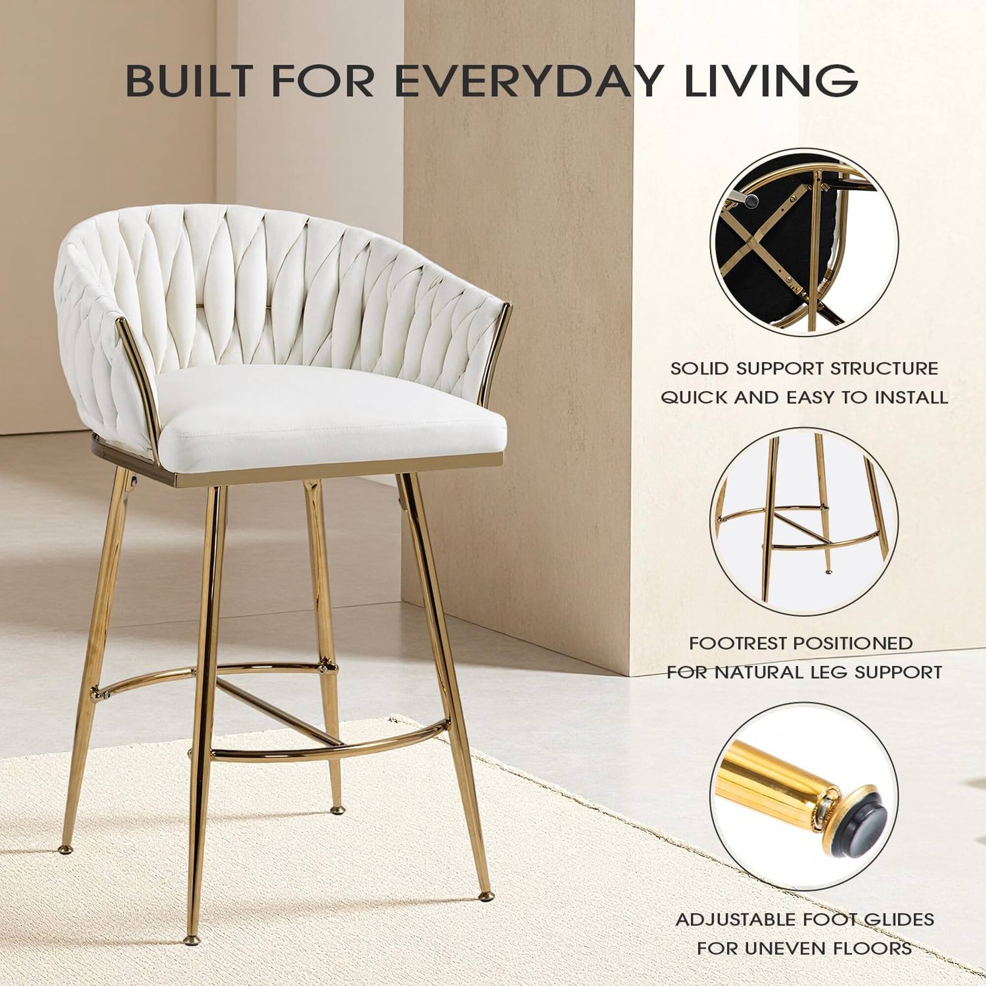 BUILT FOR EVERYDAY LIVING

- SOLID SUPPORT STRUCTURE
- QUICK AND EASY TO INSTALL

- FOOTREST POSITIONED FOR NATURAL LEG SUPPORT

- ADJUSTABLE FOOT GLIDES FOR UNEVEN FLOORS