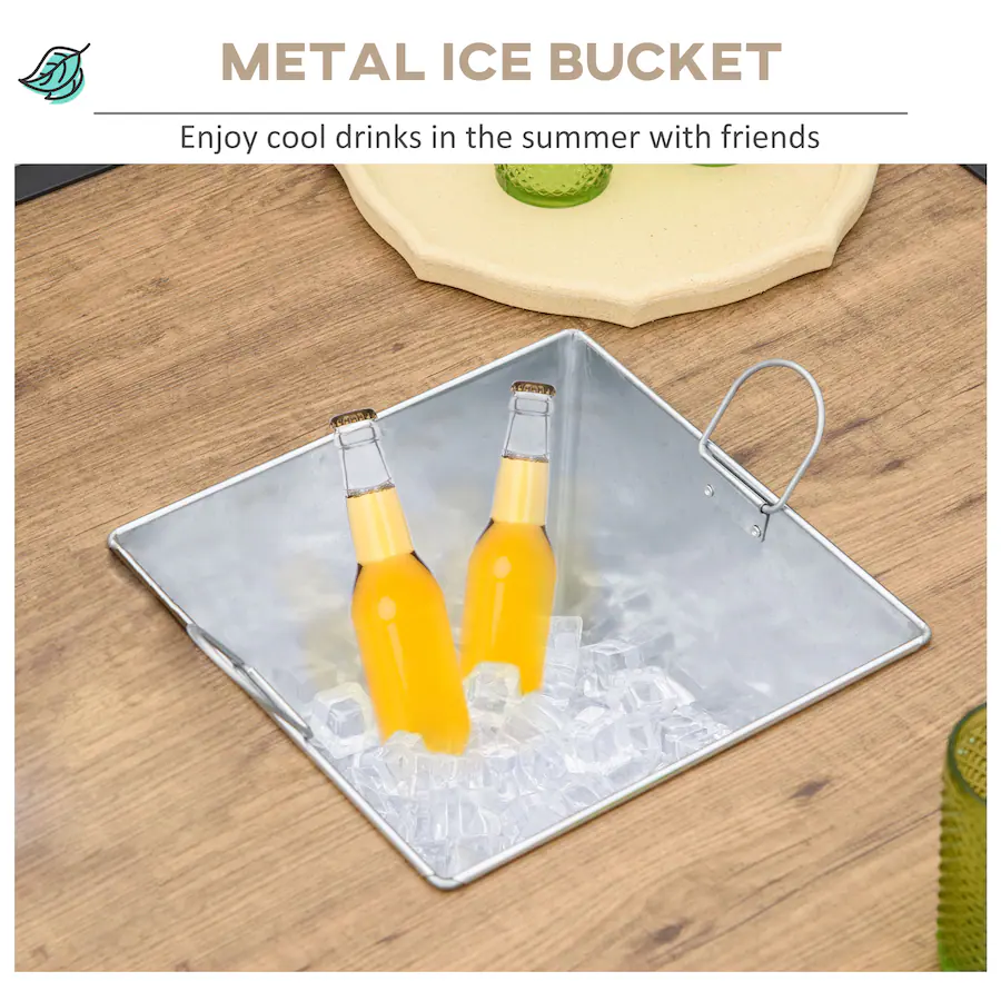 Ice Bucket Insert Outsunny Piece Garden Patio Dining Set, Dinner Table with Built in Ice ...