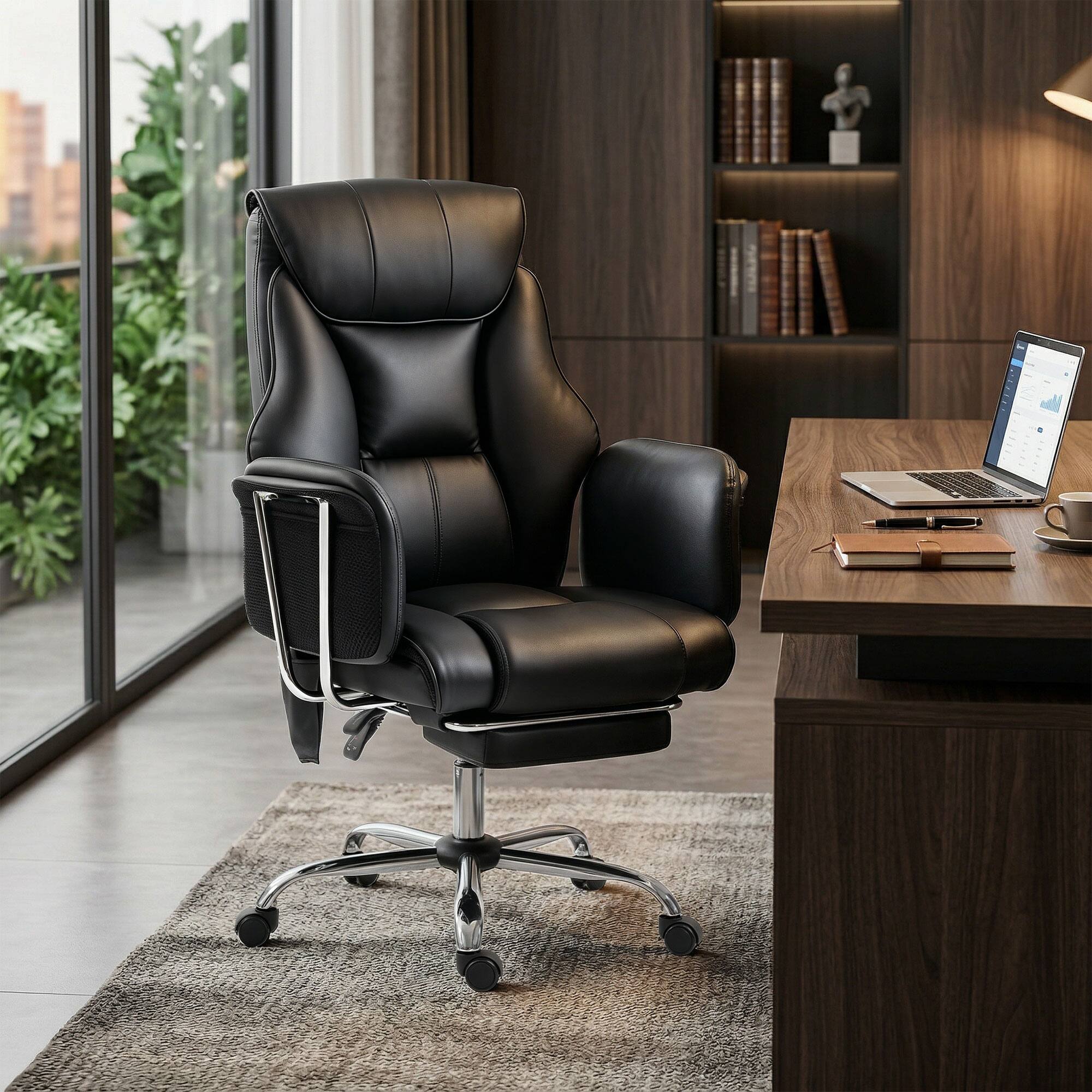 Alt View 1. Homcom - Office Chair with 6 Points Vibration, Executive Desk Chair with High Back, PU Leather - Black.