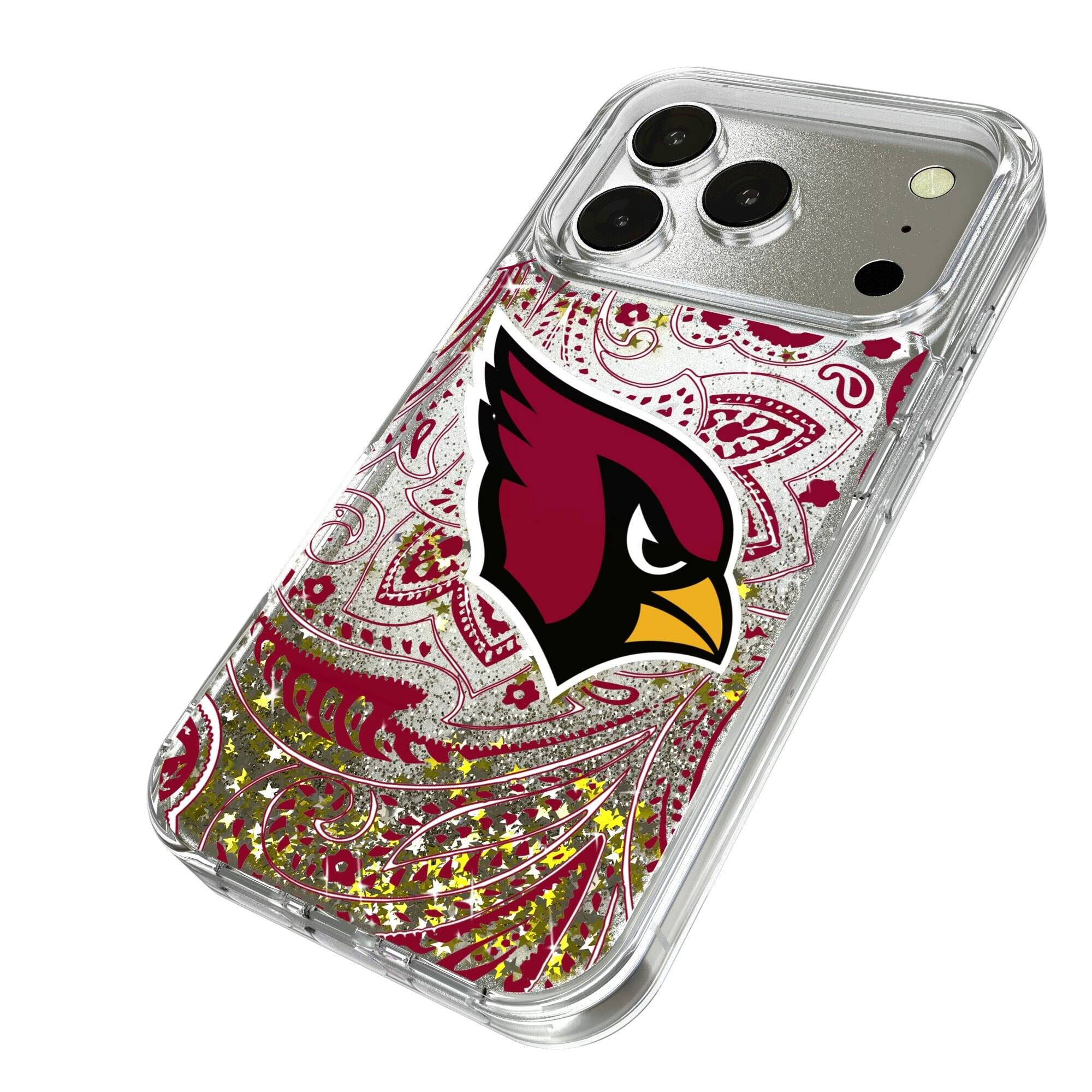 Alt View 1. Keyscaper - Arizona Cardinals iPhone Paisley Design Glitter Case - 15 Pro - Multicolor.