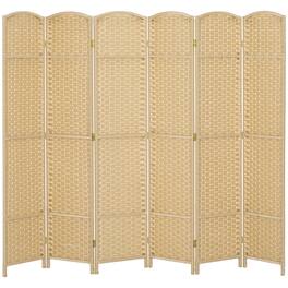 Homcom - Room Divider Screen 6 Panel 5.6' Tall Privacy Screen Freestanding Room Partition for Home Office - Beige