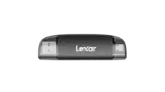 Front. Lexar - Dual-Slot USB-A/C Reader - Black.