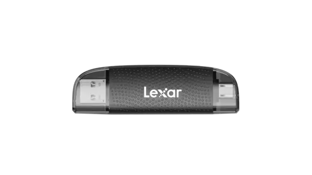 Front. Lexar - Dual-Slot USB-A/C Reader - Black.