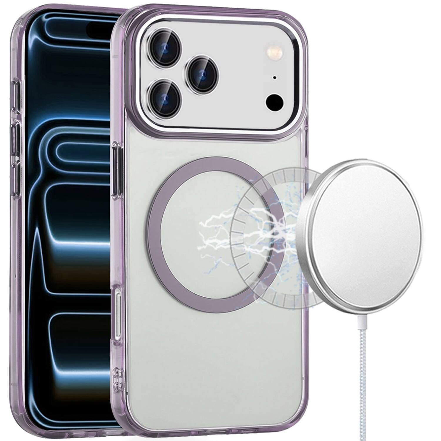 Alt View 6. Equipd - Case for iPhone 18 Pro / iPhone 17 Pro (6.3"), MagSafe Compatible, Transparent Acrylic Slim Protective Cover - Light Purple.