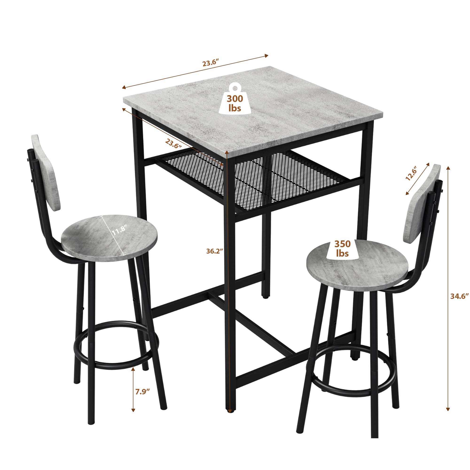 23.6"  
300 lbs  
23.6"  
12.6"  
11.8"  
36.2"  
350 lbs  
34.6"  
7.9"