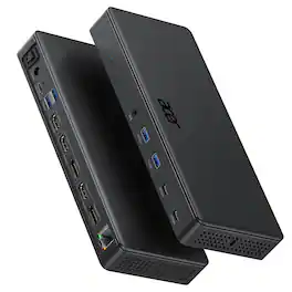 Acer - 15-in-1 Laptop Docking Station Support DisplayLink Triple Monitors, USB C Docking Station, 130W Power Adapter - Black
