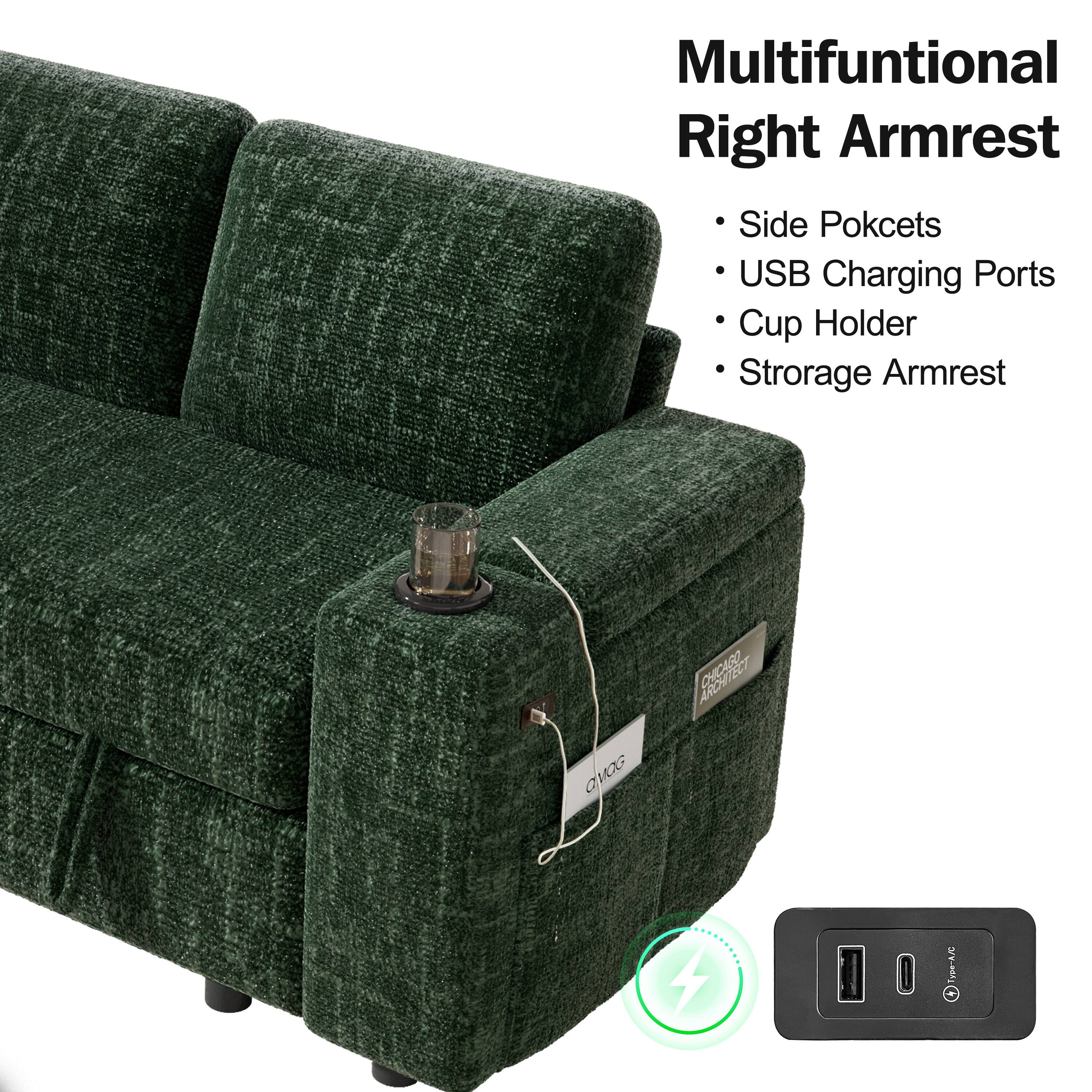 Multifunctional Right Armrest

- Side Pockets
- USB Charging Ports
- Cup Holder
- Storage Armrest

QMOG

Type-A/C