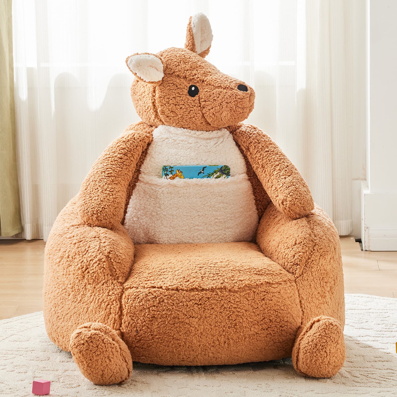 Anysun - 31-inch mini sofa chair, cute cartoon-style sofa, washable cover fabric, inflatable sofa suitable for children - Brown