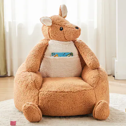 Front. Anysun - 31-inch mini sofa chair, cute cartoon-style sofa, washable cover fabric, inflatable sofa suitable for children - Brown.