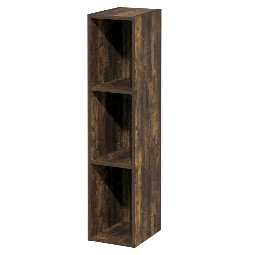 FurniFact - Wooden bookcase in finish with adjustable shelves for versatile storage - Amber Pine