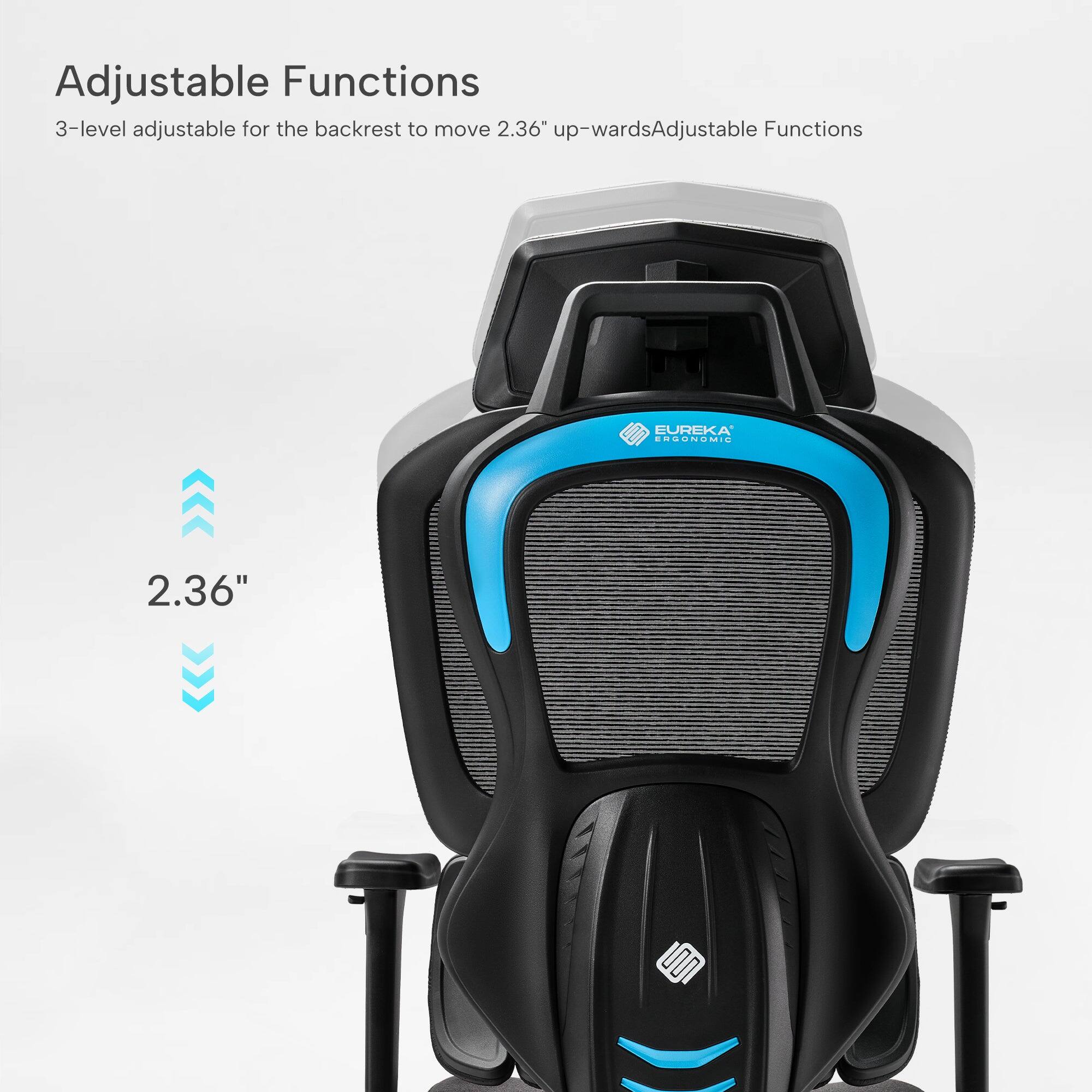 Adjustable Functions

3-level adjustable for the backrest to move 2.36" up-wards

Adjustable Functions

EUREKA ERGONOMIC