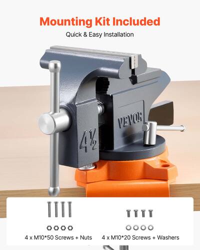 VEVOR Bench Vise, 4.5 Inch, Portable Workbench Vice with 270 VEVOR Bench Vise, 4.5 Inch, Portable Workbench Vice with 270