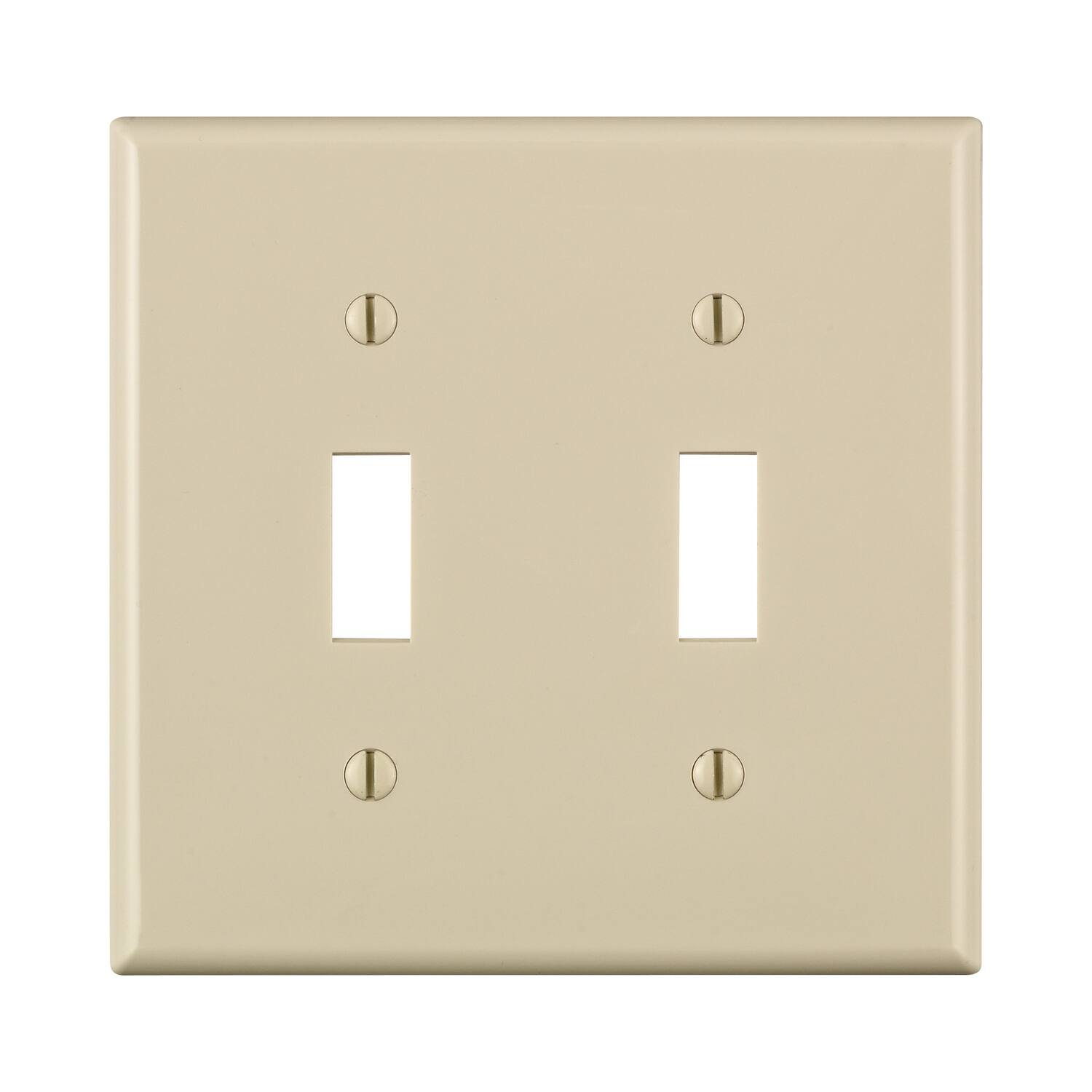 Front. Leviton - Leviton Light Almond 2 gang Nylon Toggle Wall Plate 1 pk (Case of 25) - Light Almond.