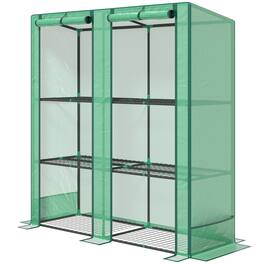 Outsunny - Greenhouse with 3 Tier Shelves, Portable Greenhouse with PE Cover, 2 Roll-Up Doors