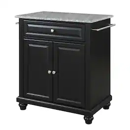 Crosley Furniture - Cambridge Granite Top Portable Kitchen Island/Cart - Black