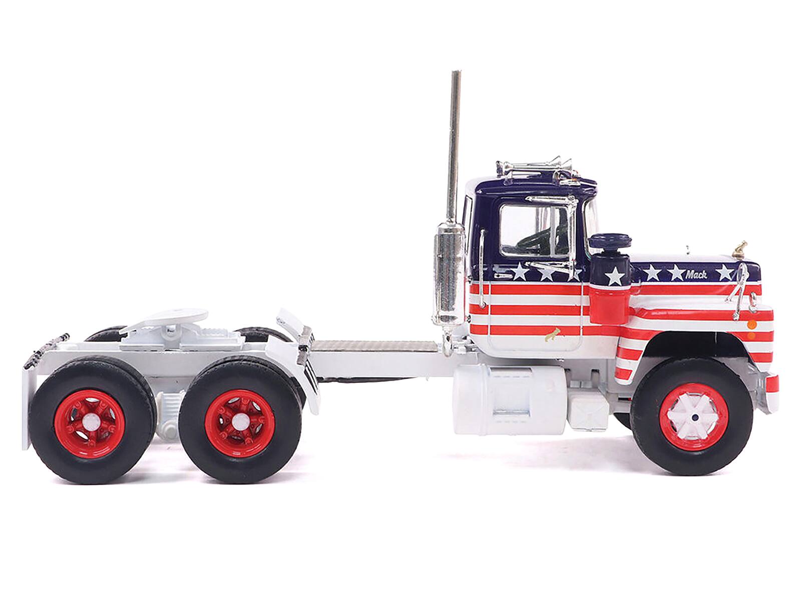 Angle. IXO - 1966 Mack R Series Truck Tractor American Flag Livery 1/43 Diecast Model by IXO Models - White, Red, Blue.