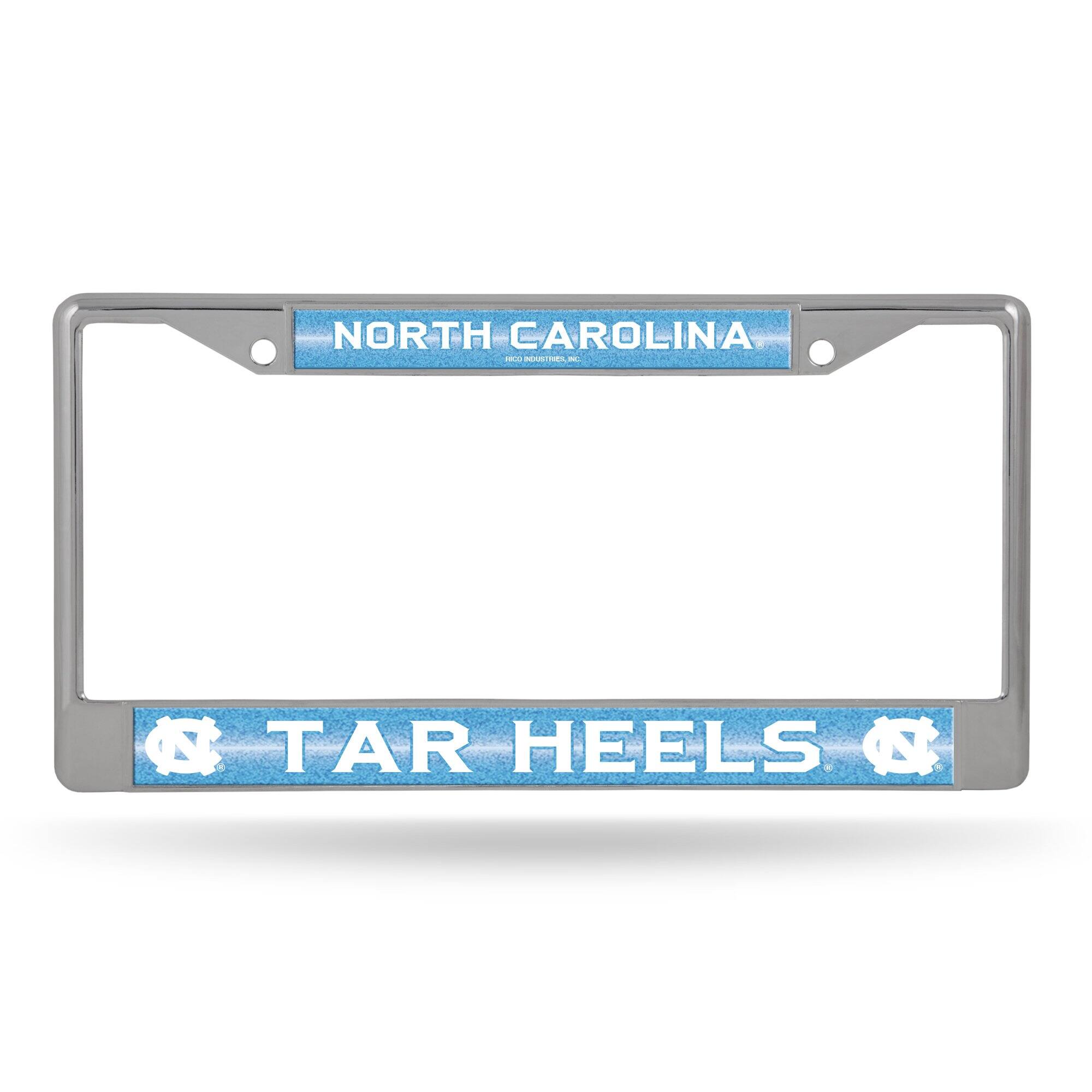 North Carolina Tar Heels Sparkly Glitter Bling Look Chrome License Plate Frame