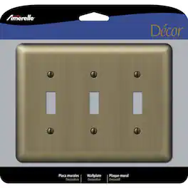 AMERELLE - Devon Brushed 3 gang Stamped Steel Toggle Wall Plate 1 pk - Brass