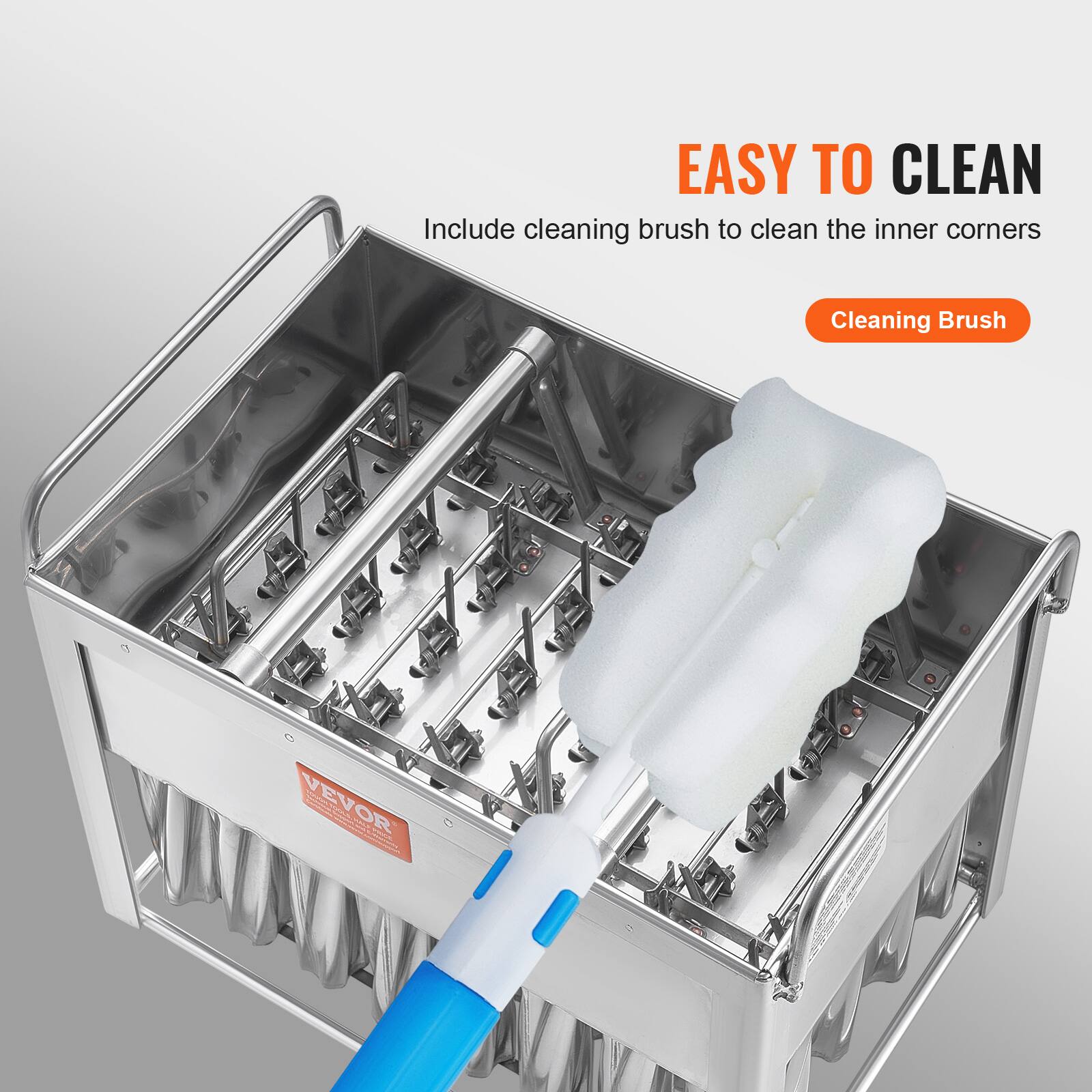 EASY TO CLEAN  
Include cleaning brush to clean the inner corners  
Cleaning Brush