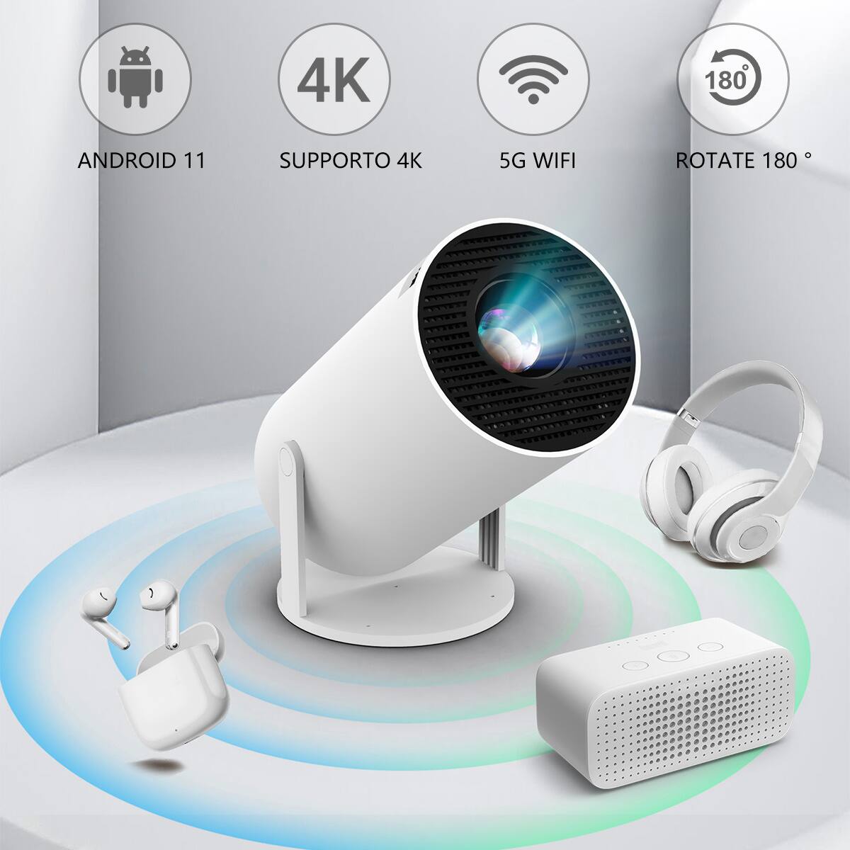 4K 180° ANDROID 11 SUPPORTO 4K 5G WIFI ROTATE 180°