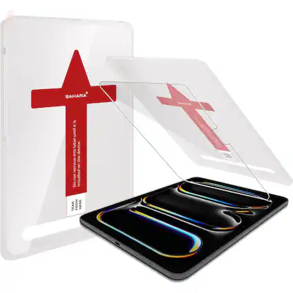 The image features a clear plastic case with a red cross on it, which is designed to hold a cell phone. The case is open, revealing the cell phone inside. The case also has a label on it, which provides instructions on how to use the case and remove the cell phone from it. The label is placed on the side of the case, making it easy to read and follow.