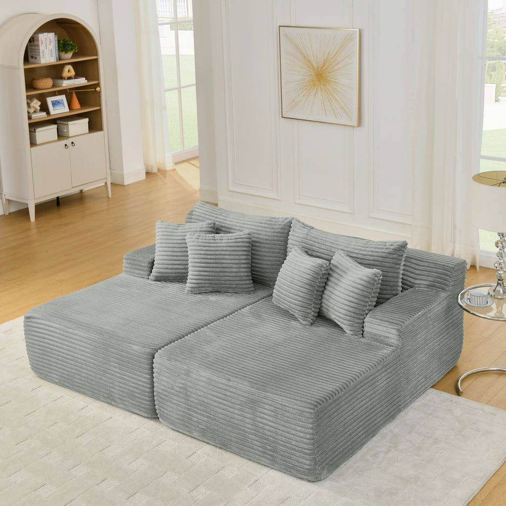 Front. Kadyn - 2-Person Velvet Lounge Sofa, Compressed Fluffy Design with Instant Setup, Modern Indoor Loveseat, Gray - Gray.
