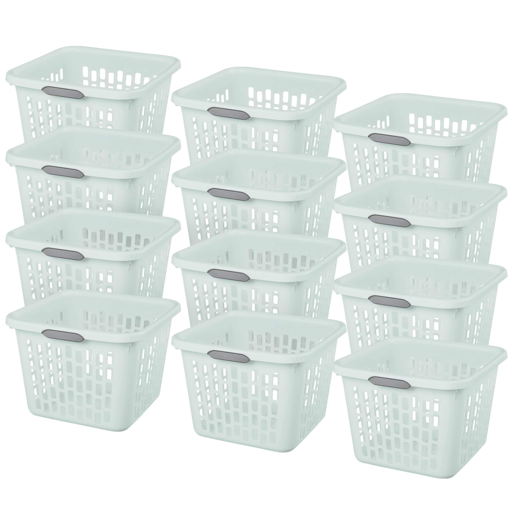 Sterilite - Laundry Basket, 1.5 Bushel Plastic Hamper with Handles, 12 Pack - Mint