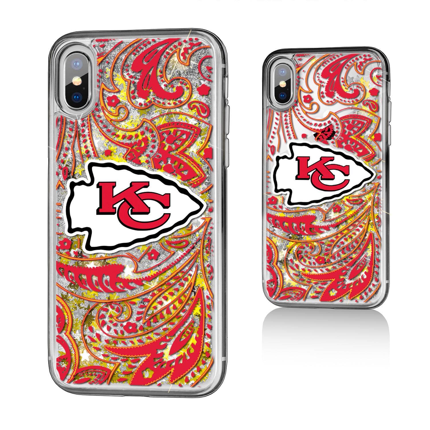 Alt View 2. Keyscaper - Kansas City Chiefs iPhone Paisley Design Glitter Case - 16 Pro - Multicolor.