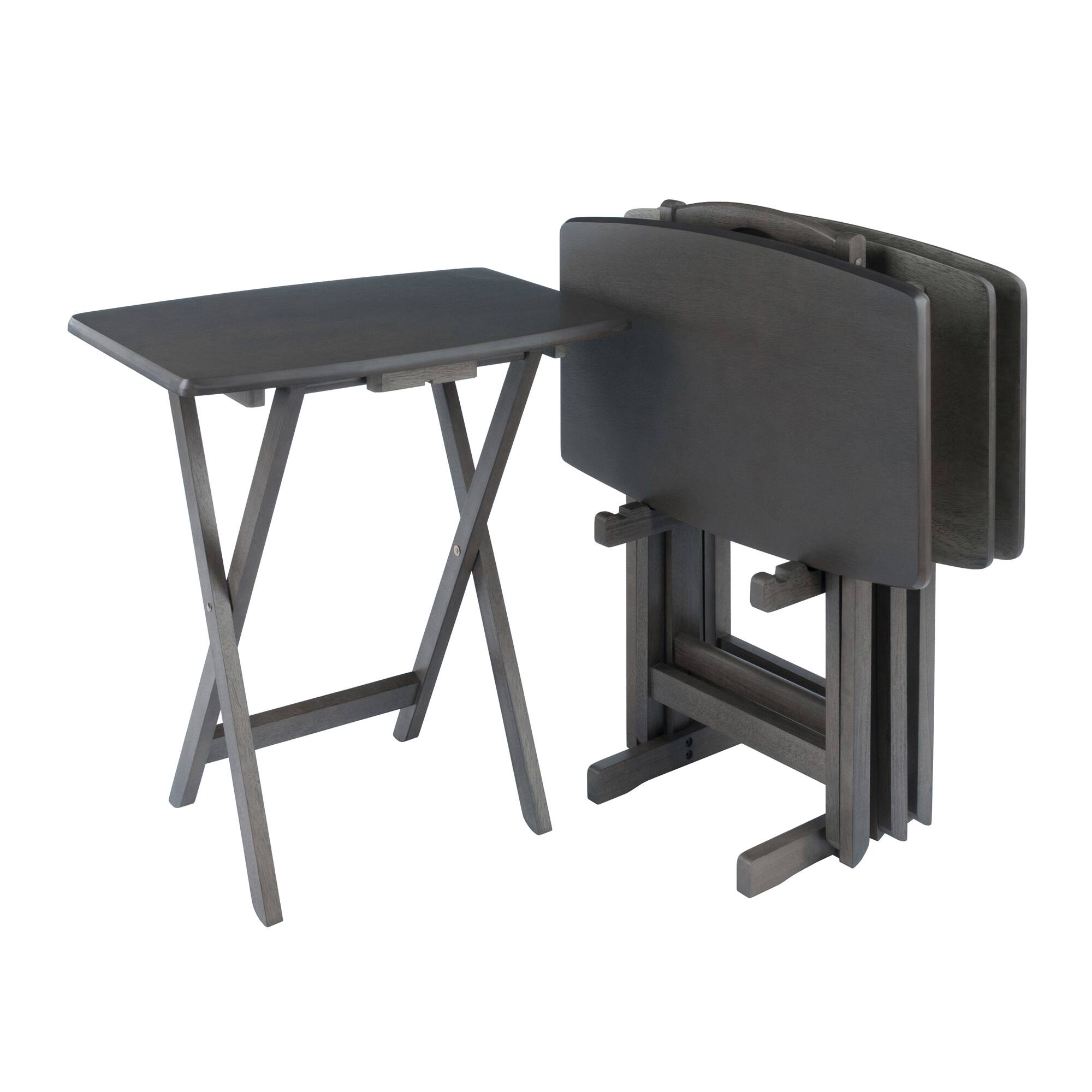 Alt View 3. Winsome Wood - Dylan 5-Pc Oversized Snack Table Set - Oyster Gray.