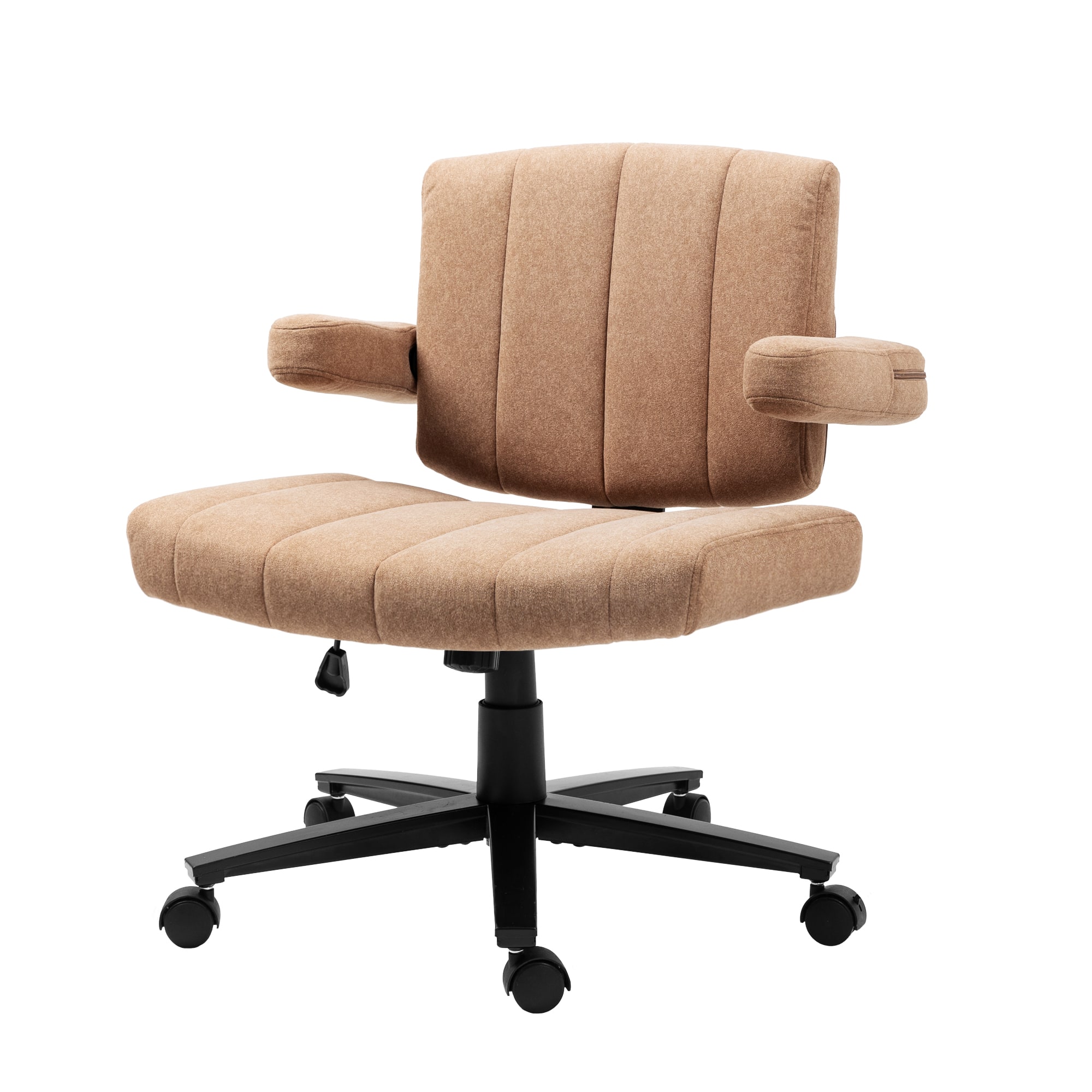 Lirago - 26 in. Home Office Fabric Criss Cross Swivel Desk Chair with Wheels Adjustable Height Computer Chair for Study Gaming - Brown