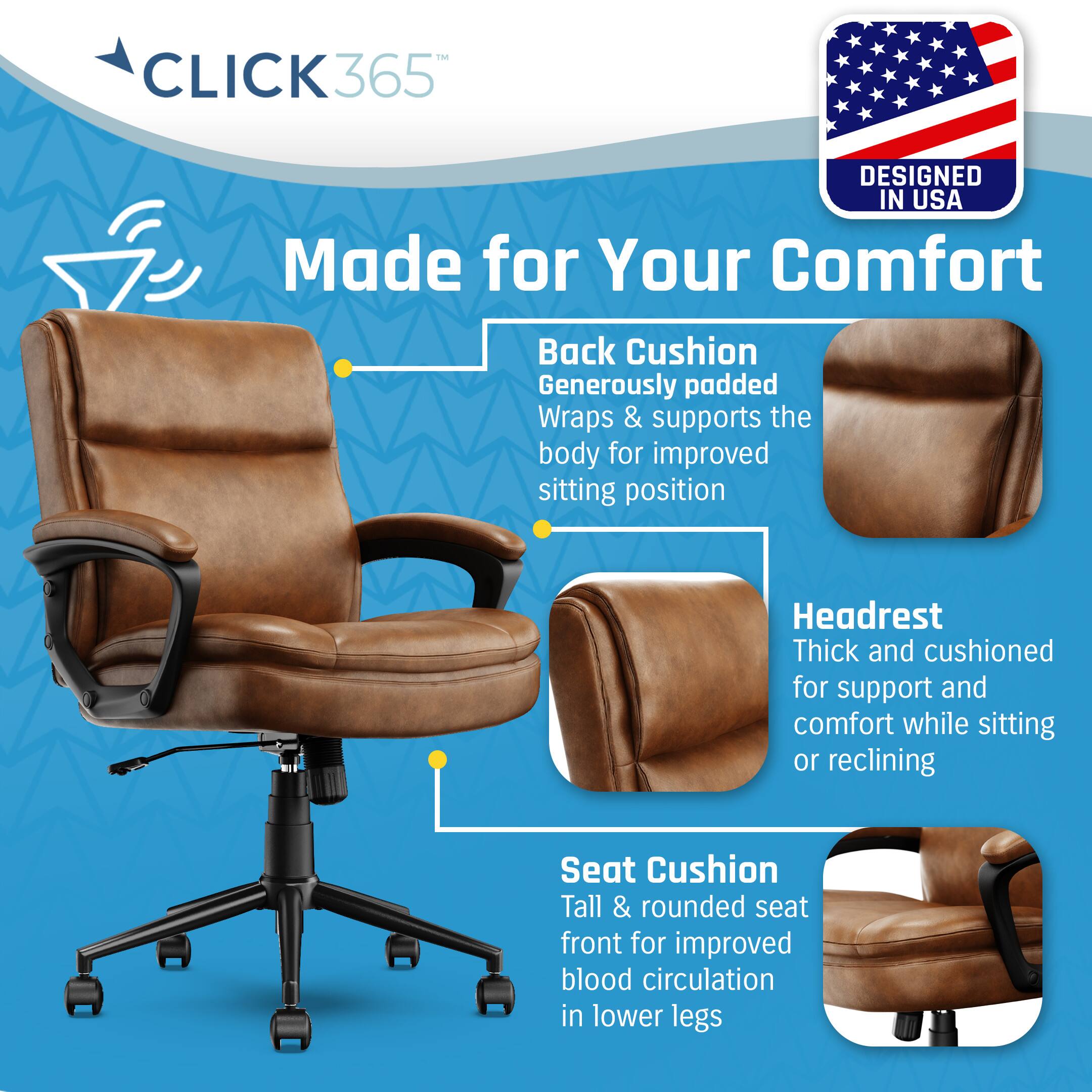 Alt View 11. Click365 - Transform 2.0 Extra Comfort Ergonomic Mid-Back Desk Chair - Cognac.
