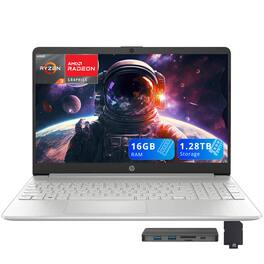 HP - 15.6" FHD Laptop,AMD Ryzen 3 3250U,16GB RAM,1TB SSD+288GB Docking Station,AMD Radeon Graphics,Win 10 - Silver