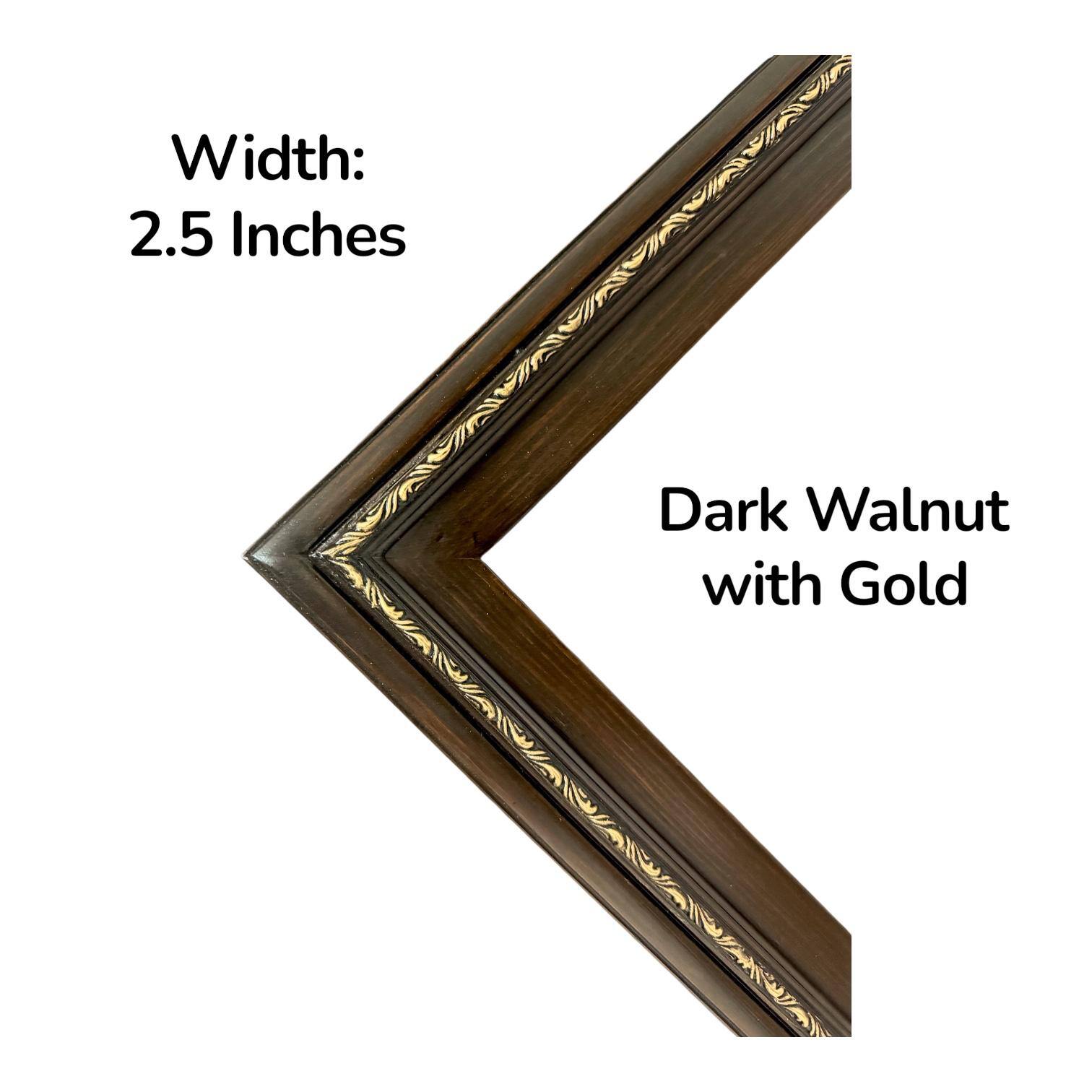 Width: 2.5 Inches  
Dark Walnut with Gold