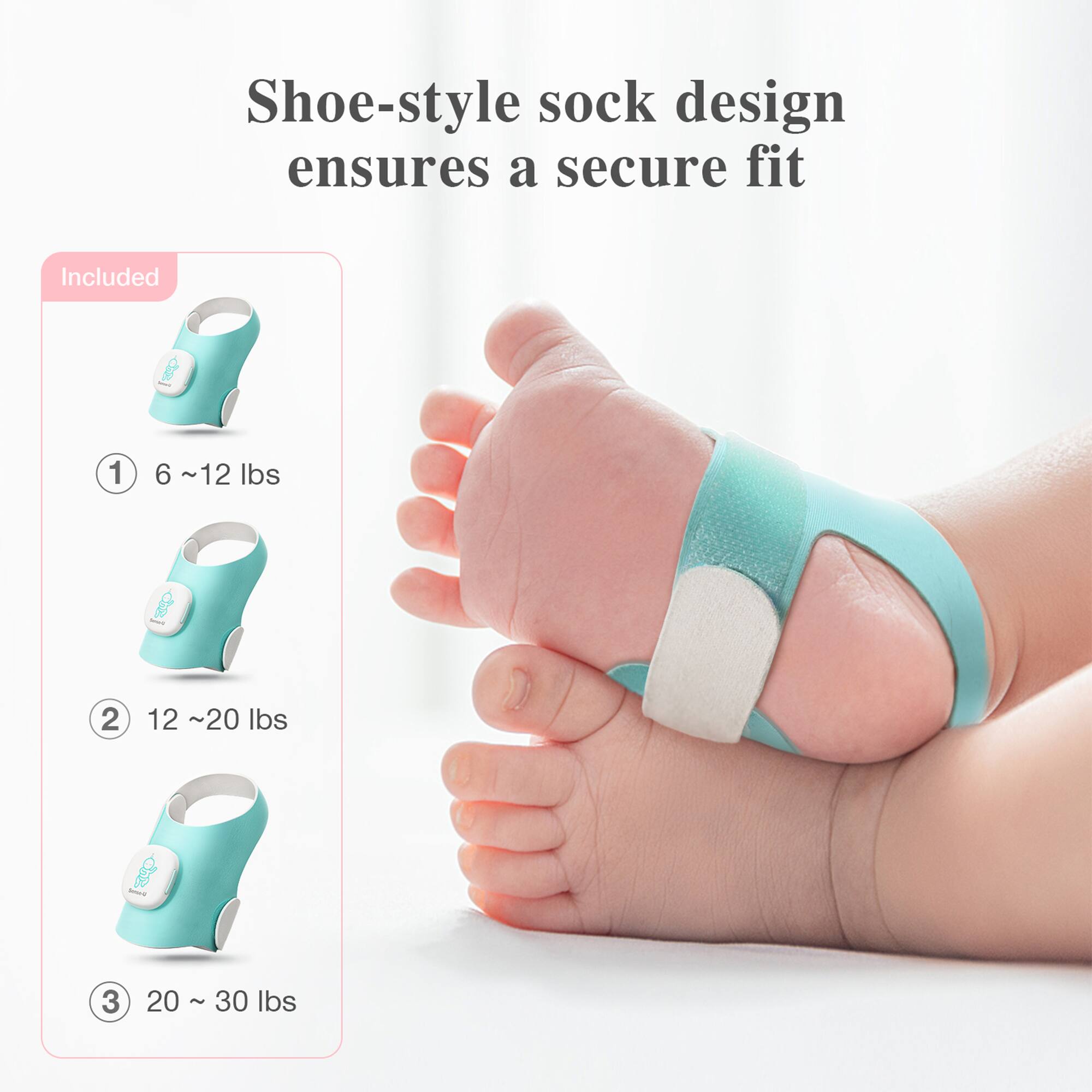 Shoe-style sock design ensures a secure fit

Included

1. 6 ~ 12 lbs

2. 12 ~ 20 lbs

3. 20 ~ 30 lbs
