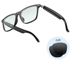 Front. LOKMAT - M01 Bluetooth Smart Audio Glasses-Interchangeable Lenses-6H Music Playback-Open-Ear Audio-IP68 Waterproof-Touch Control - Black.