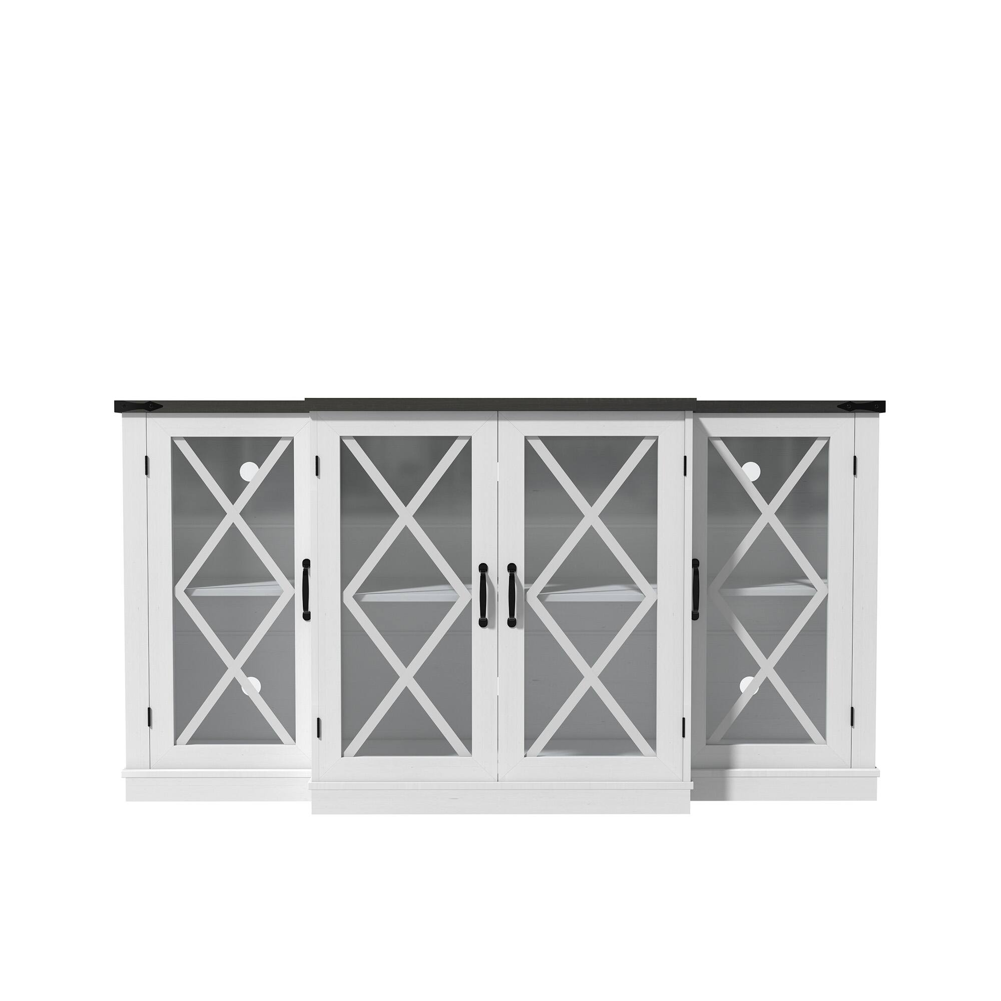 Angle. APRILSOUL - Farmhouse TV Stand wih Storage 63Inch Entertainment Center Wooden Media TV Console with Height Adjustable Shelves - White.