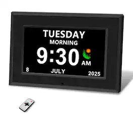 Dazzed Corner - Digital Alarm Clock for Seniors, HD Date Display, Auto Dimming - Black