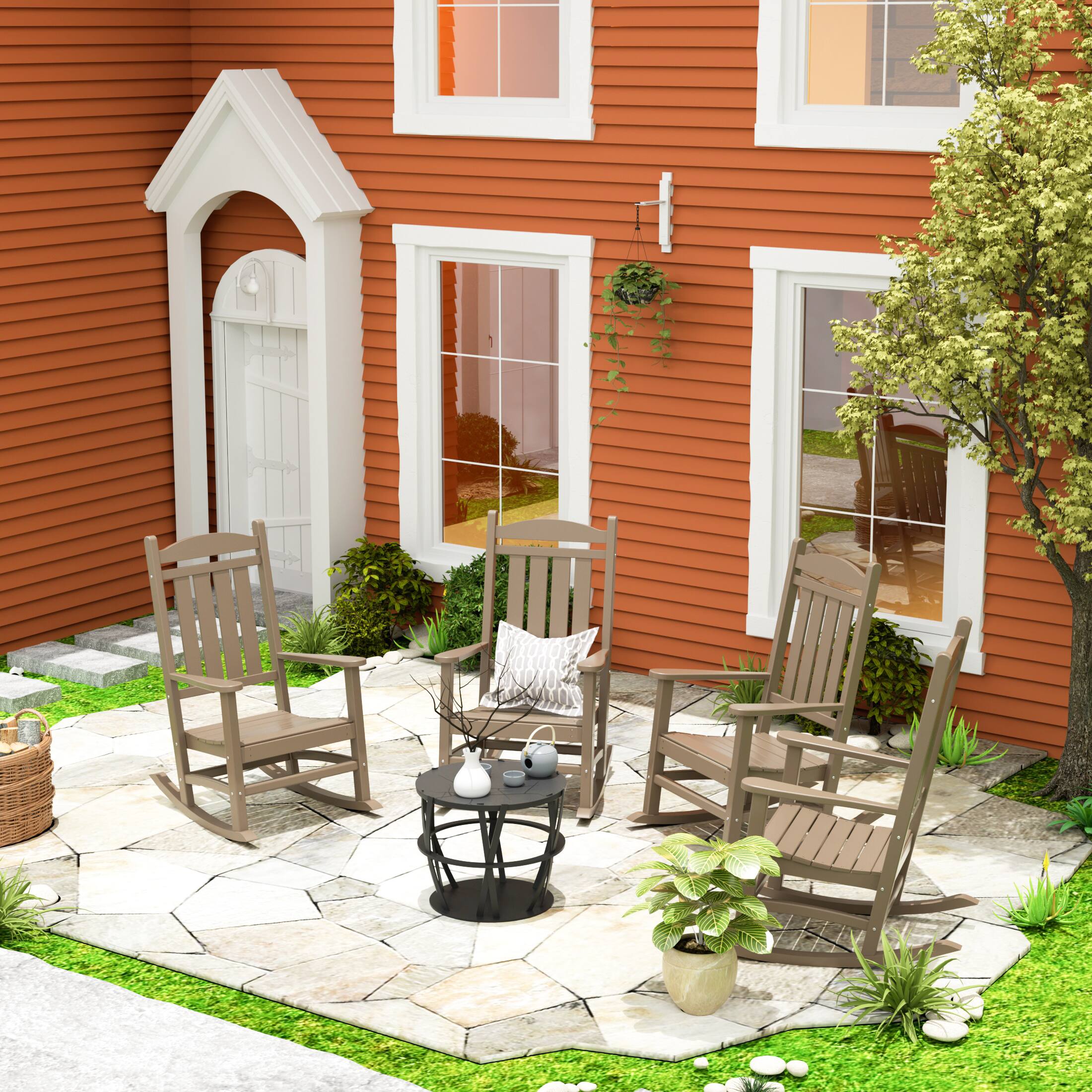 Angle. WestinTrends - WestinTrends Malibu Outdoor Patio Poly Classic Porch Rocking Chair (Set of 4) - Weathered Wood.