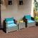 Alt View 1. Costway - 3 PC Patio Rattan Furniture Bistro Set Cushioned Sofa Chair - Turquoise.