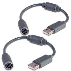 Front. Fosmon - 2X USB Breakaway Cable Compatible With MicroSoft Xbox 360 Wired Controller, Replacement Dongle, Dark Grey - Gray.