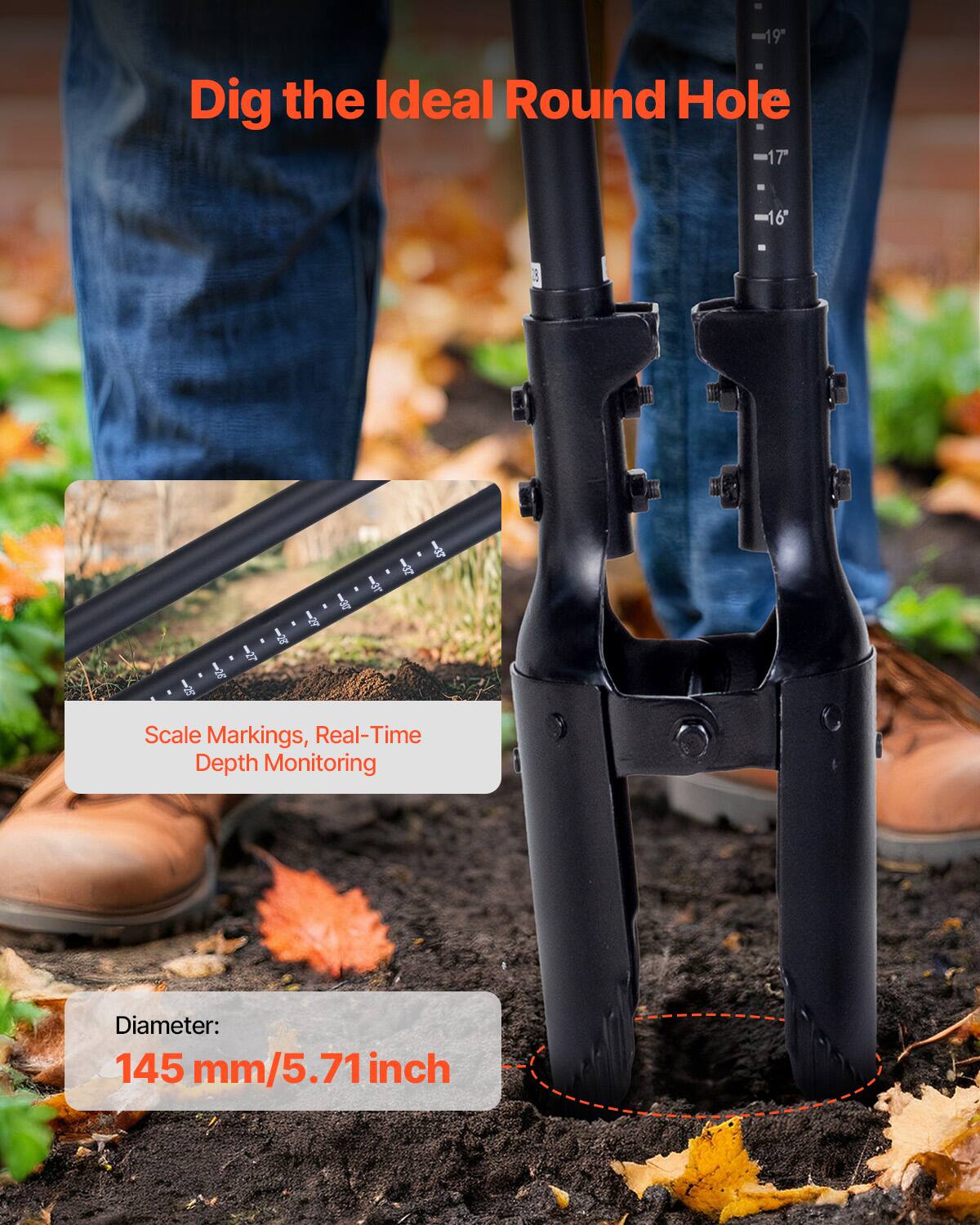 Dig the Ideal Round Hole

Scale Markings, Real-Time Depth Monitoring

Diameter: 145 mm/5.71 inch