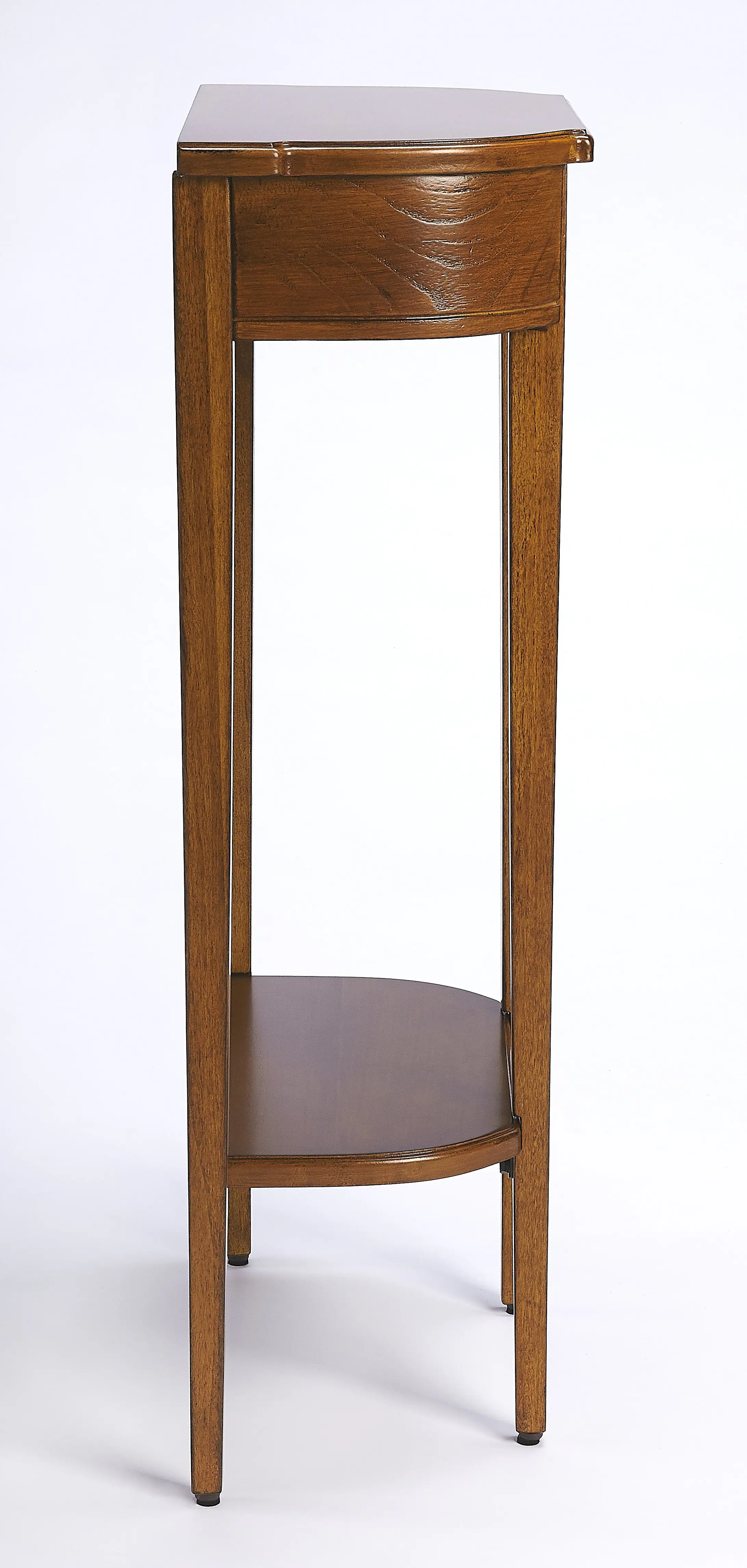 Alt View 3. Butler Specialty - Wendell 17.5 in. W Demilune Wood Console Table with Lower Open Shelf - Medium Brown.