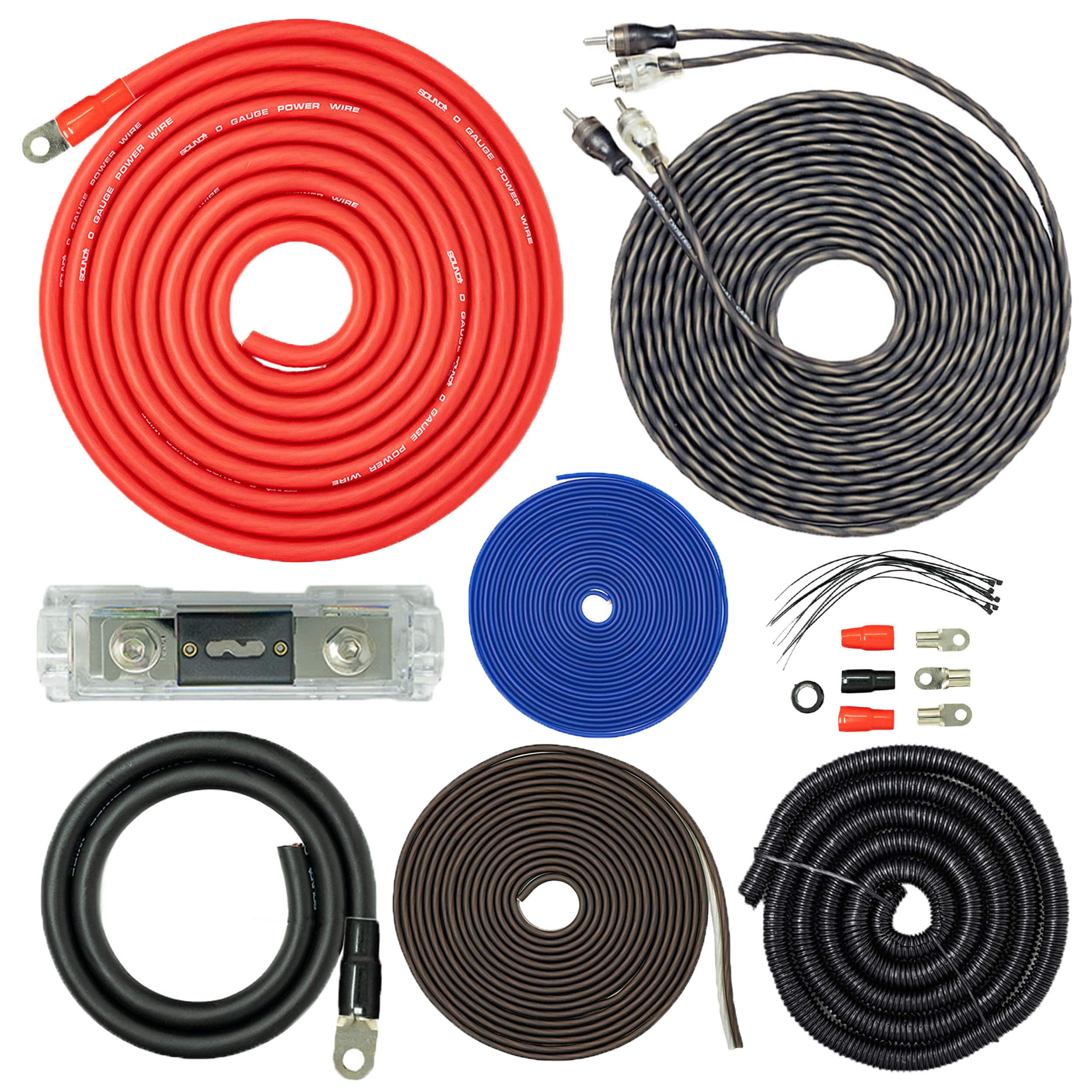 SoundBox - PCK0, 1/0 Gauge 2 Channel Amplifier Install Wiring Kit - 7500W