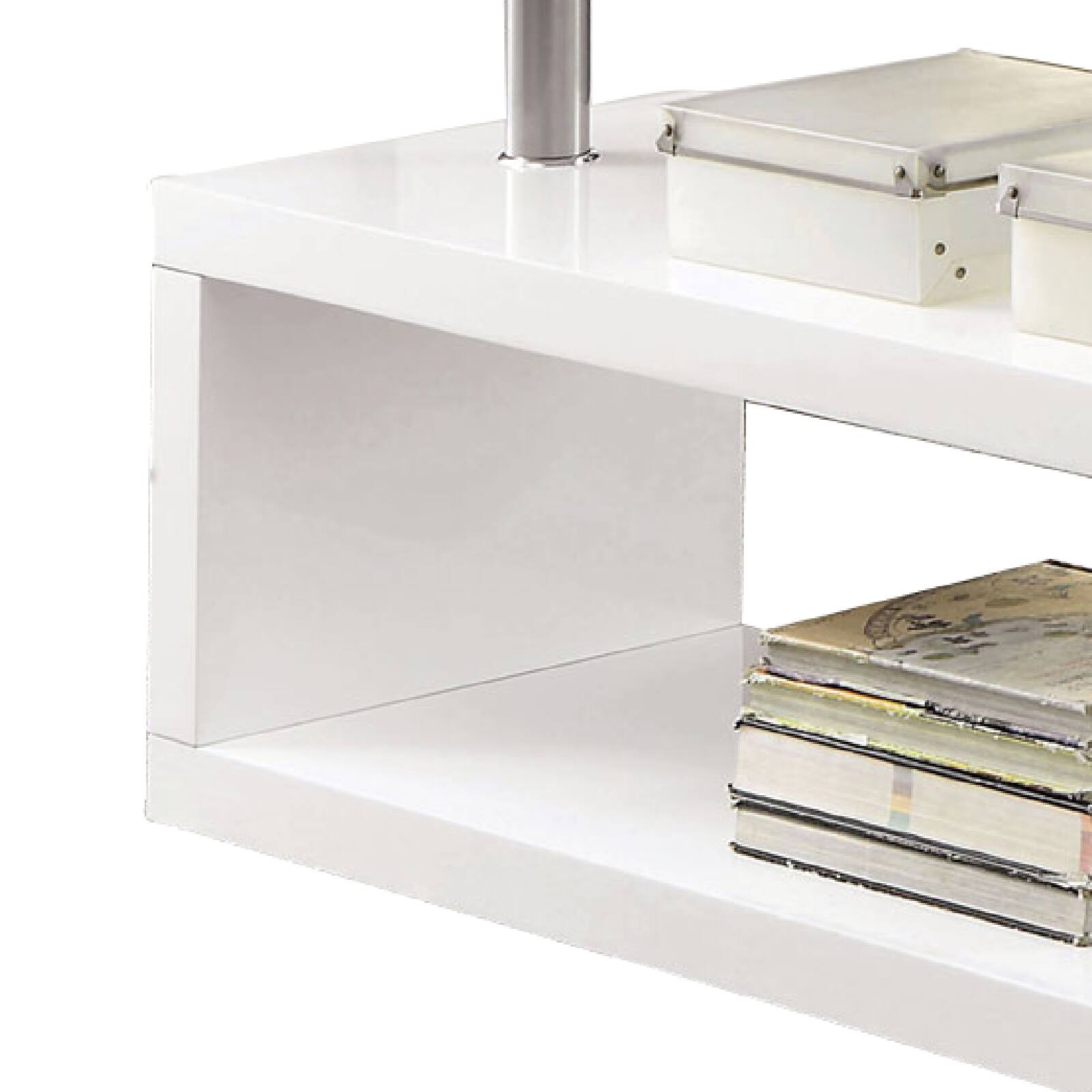 Back. Manhattan Lane - Movable Glass Top Desk with X Shaped Side Panel, White and Clear - White and Clear.