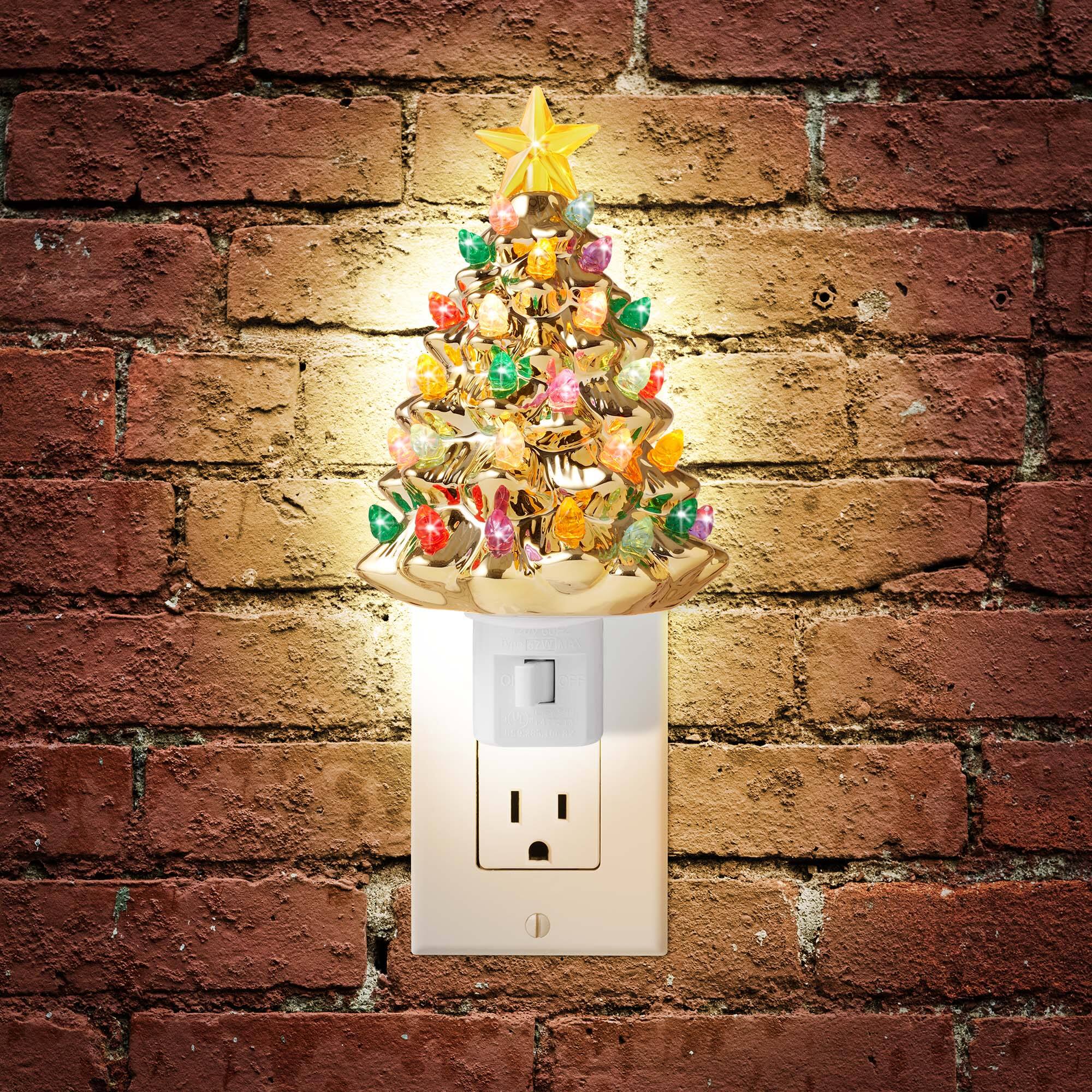 Alt View 1. Casafield - Ceramic Holiday Plug-in Vintage Decorative Night Light - Gold.