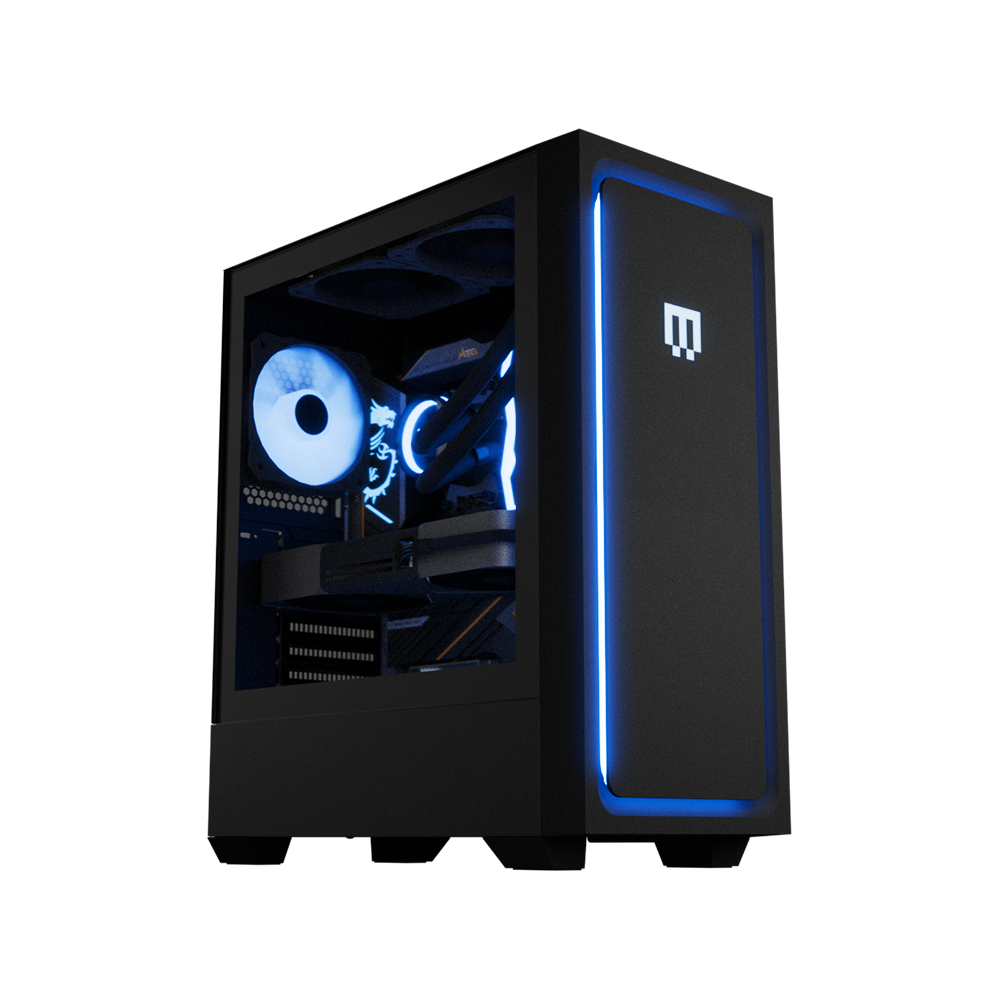 Front. MAINGEAR - MG-1 Amethyst Gaming Desktop - NVIDIA GeForce RTX 5090 - Intel Core Ultra 9 285K - 32GB DDR5 - 2TB SSD - WiFi 7 - RGB - Black.